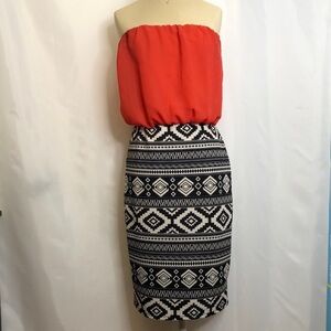 HOT TEMPERED Strapless Chiffon Top Tribal Skirt Dress Size L